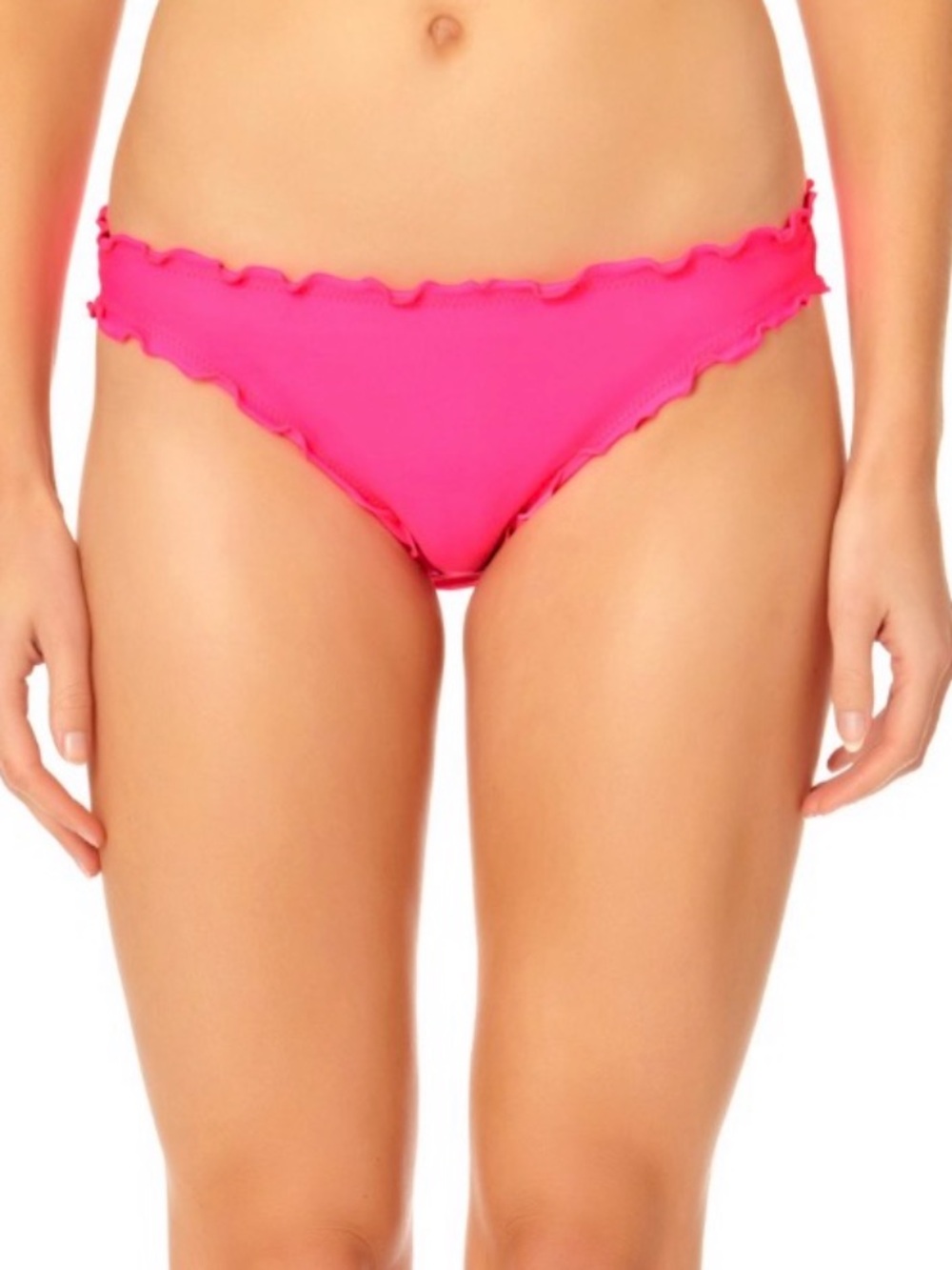 No Boundaries Neon Pink Ruffle Trim Bikini Bottoms